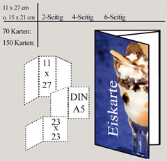 Eiskarten übliche Formate gefaltet und laminiert 